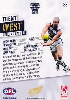 2013 Select Prime AFL #88 Trent West Back